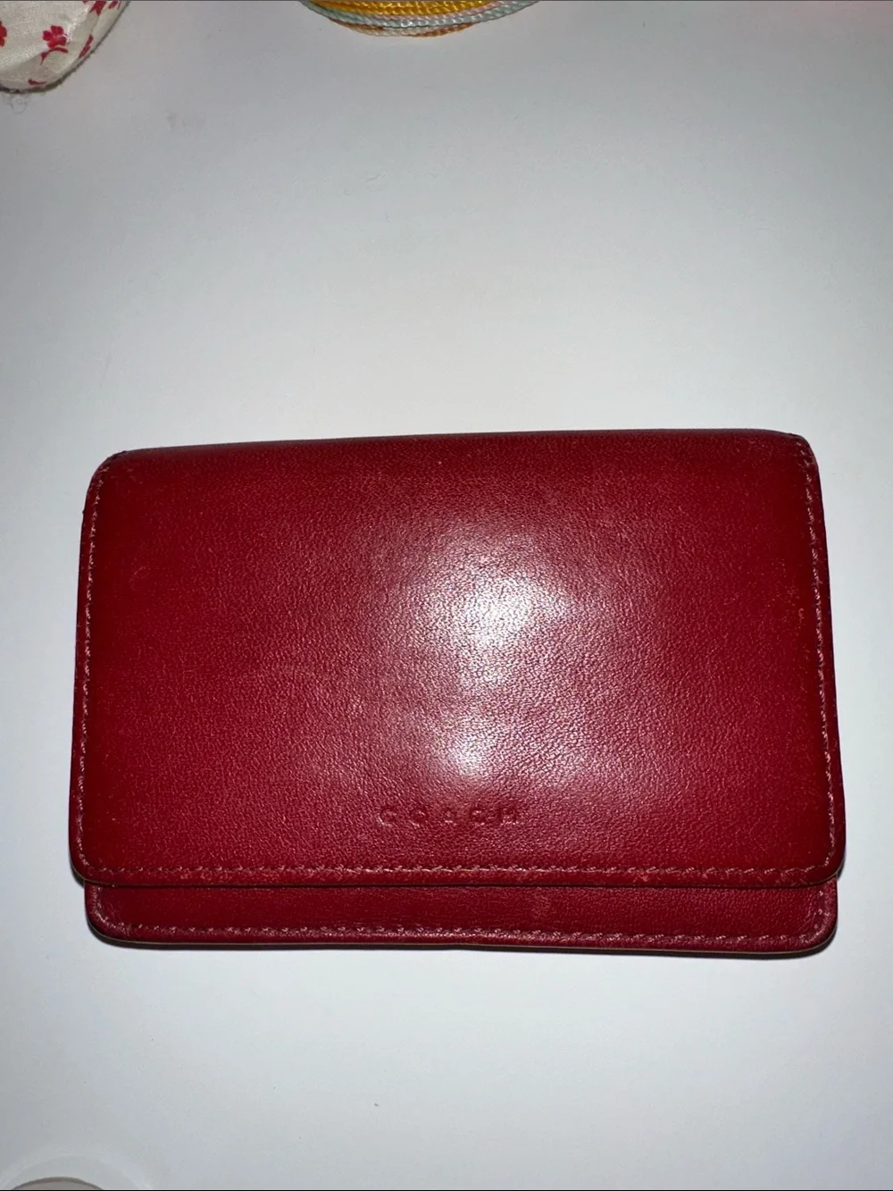 VINTAGE Coach Red Bedford Leather Compact Wallet